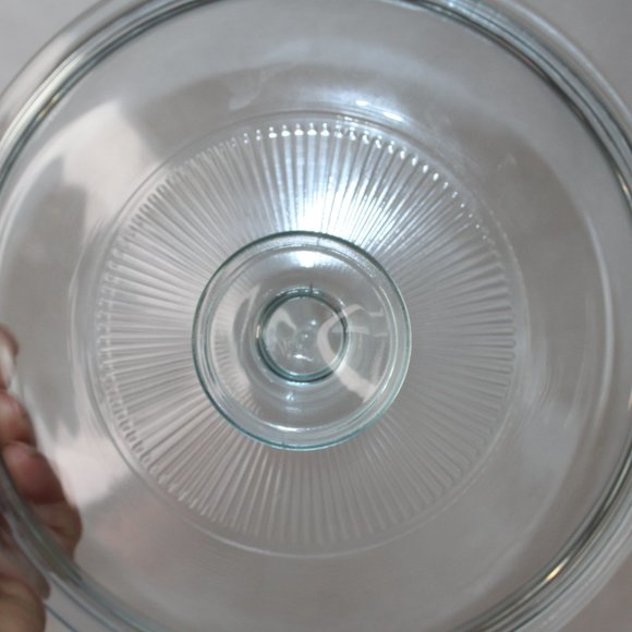 PYREX G5C BLUE TINT GLASS REPLACEMENT LID 7"d INNER RIM ROUND RIBBED 1.5qt - Picture 12 of 16